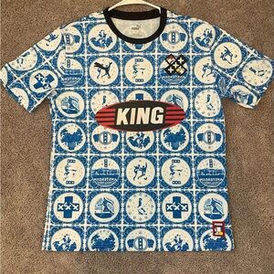 PUMA KING Amsterdam Jersey Mens Large White Blue City Influence Soccer Holland